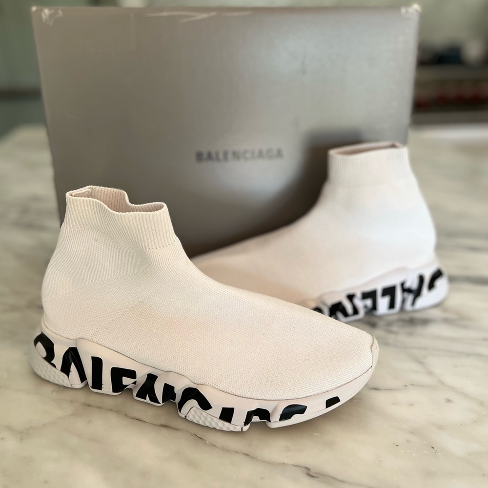 Balenciaga Speed Recycled Knit Graffiti Sneakers
